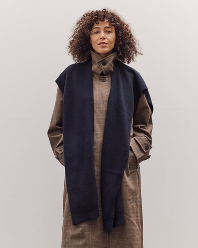Wool Blend Knit Shawl, Navy