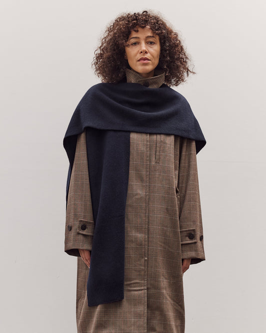 Wool Blend Knit Shawl, Navy