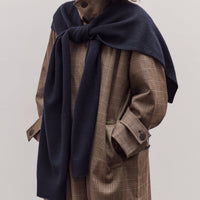 Wool Blend Knit Shawl, Navy