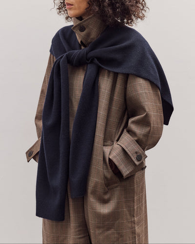 Wool Blend Knit Shawl, Navy