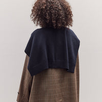 Wool Blend Knit Shawl, Navy