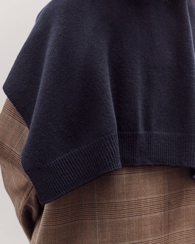 Wool Blend Knit Shawl, Navy