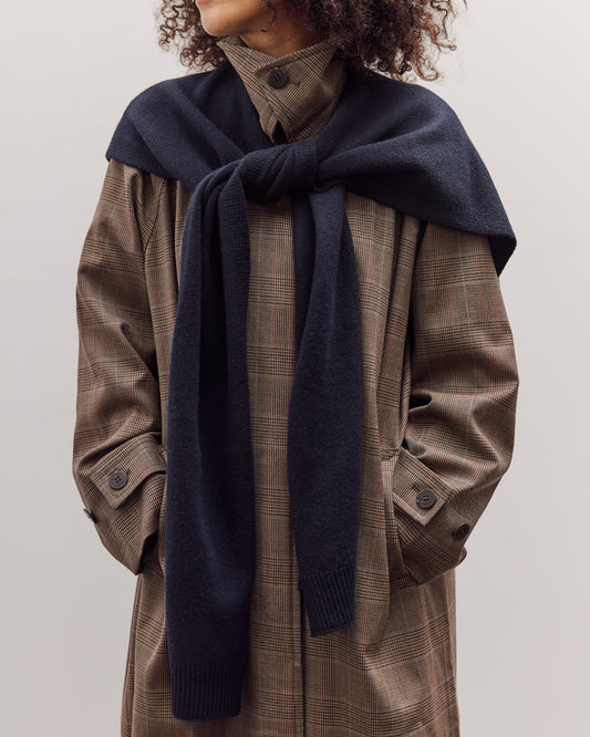 Wool Blend Knit Shawl, Navy