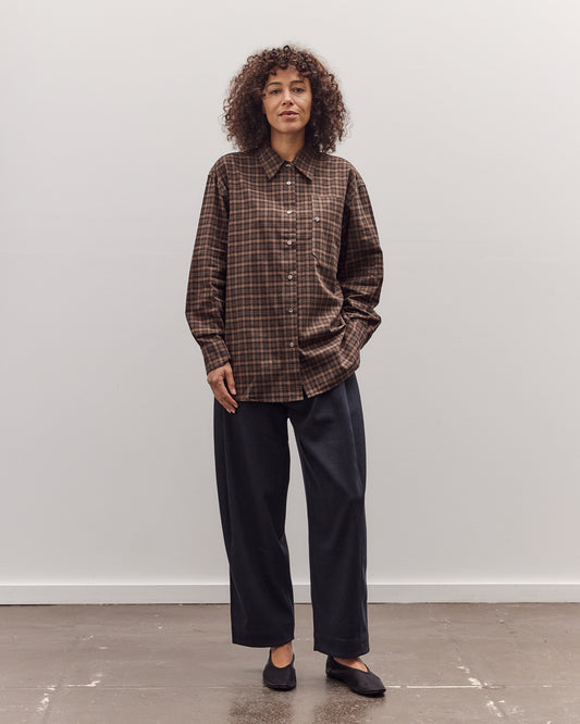 Oversized Plaid Shirt, Brown Plaid