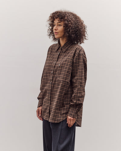 Oversized Plaid Shirt, Brown Plaid