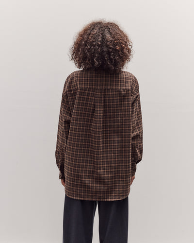 Oversized Plaid Shirt, Brown Plaid