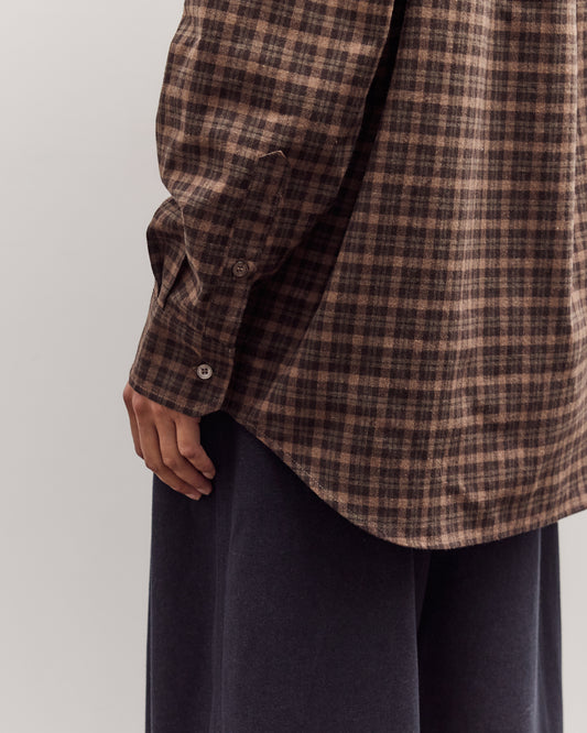 Oversized Plaid Shirt, Brown Plaid