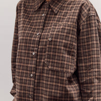Oversized Plaid Shirt, Brown Plaid
