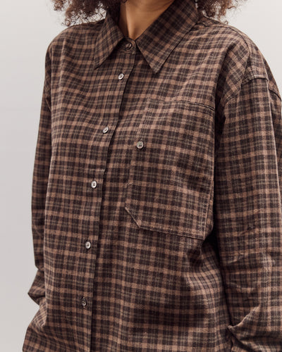 Oversized Plaid Shirt, Brown Plaid