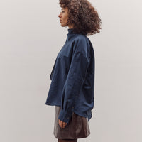 Silk Blend Tie-Neck Blouse, Navy