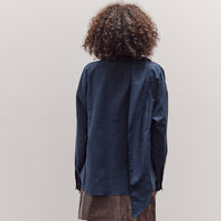 Silk Blend Tie-Neck Blouse, Navy