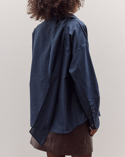 Silk Blend Tie-Neck Blouse, Navy