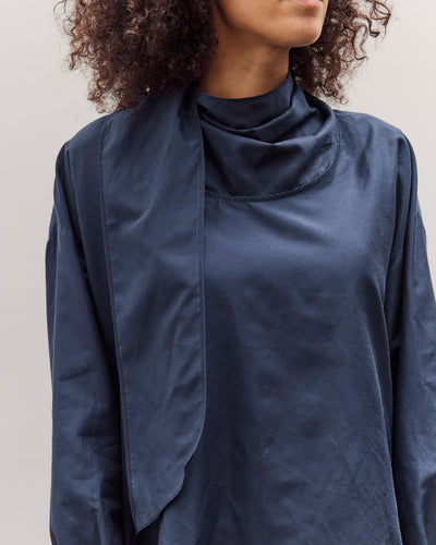 Silk Blend Tie-Neck Blouse, Navy