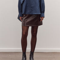 Faux Leather Mini Skirt, Brown