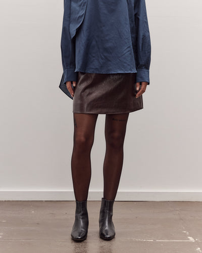 Faux Leather Mini Skirt, Brown