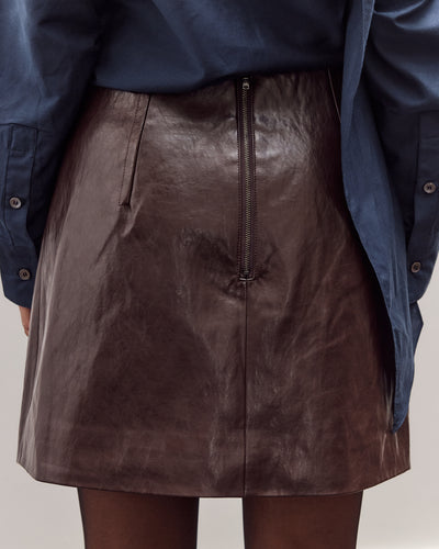 Faux Leather Mini Skirt, Brown