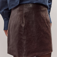 Faux Leather Mini Skirt, Brown