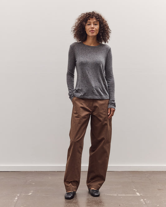 Wool Tencel Crew Neck Top, Heather Gray
