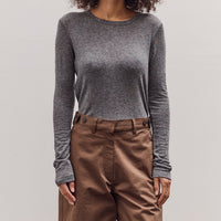 Wool Tencel Crew Neck Top, Heather Gray