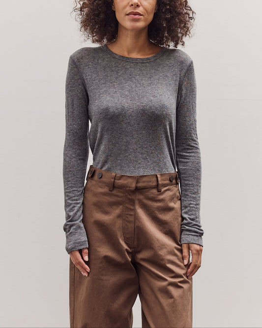 Wool Tencel Crew Neck Top, Heather Gray