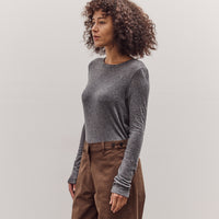 Wool Tencel Crew Neck Top, Heather Gray