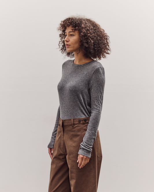 Wool Tencel Crew Neck Top, Heather Gray
