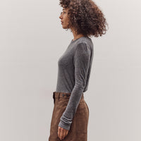 Wool Tencel Crew Neck Top, Heather Gray