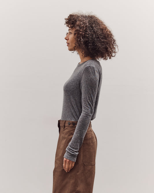 Wool Tencel Crew Neck Top, Heather Gray