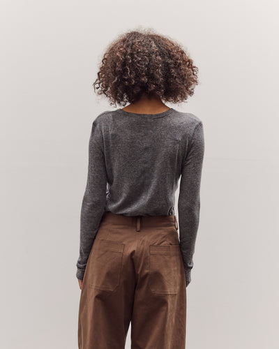 Wool Tencel Crew Neck Top, Heather Gray