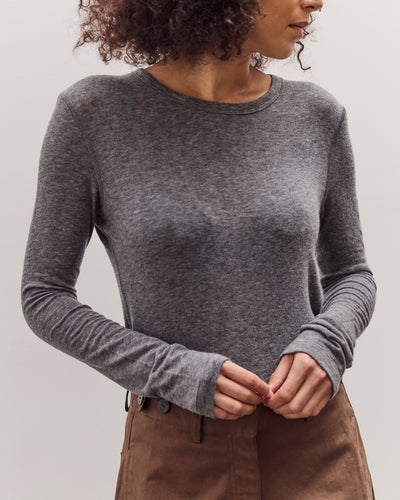 Wool Tencel Crew Neck Top, Heather Gray