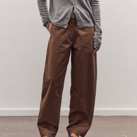 Cotton Barrel-Leg Pants, Brown