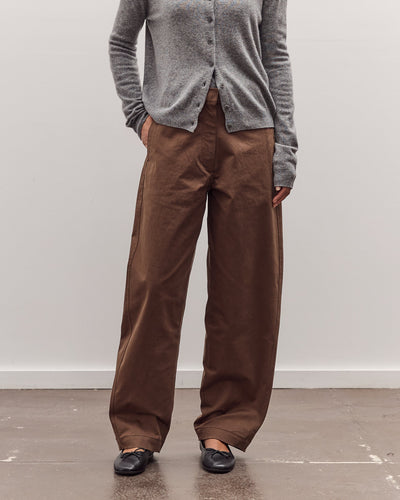 Cotton Barrel-Leg Pants, Brown