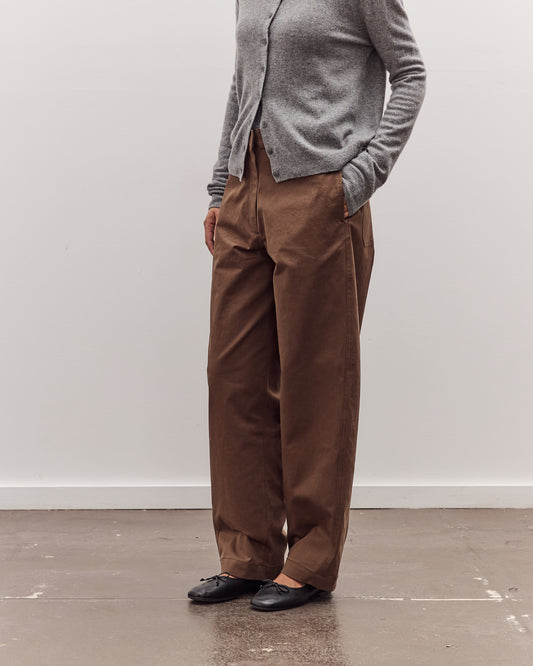 Cotton Barrel-Leg Pants, Brown
