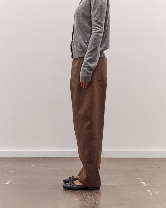 Cotton Barrel-Leg Pants, Brown
