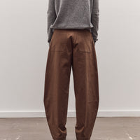 Cotton Barrel-Leg Pants, Brown