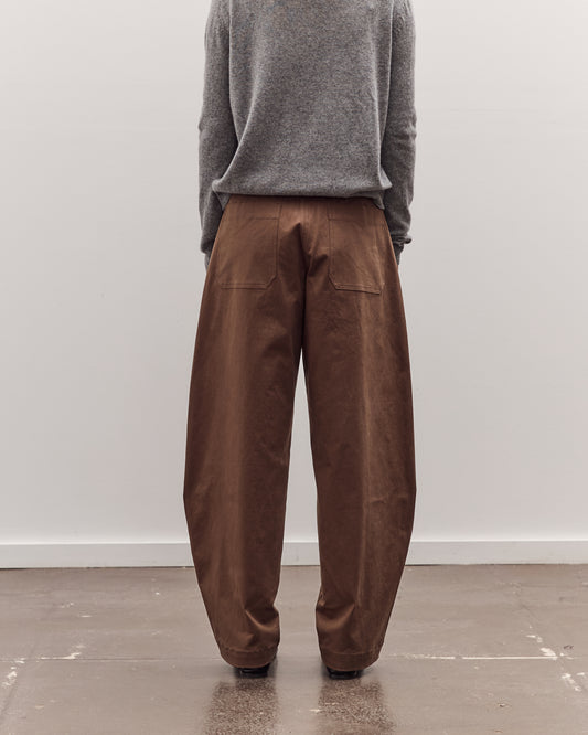 Cotton Barrel-Leg Pants, Brown