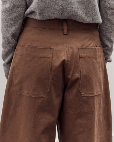Cotton Barrel-Leg Pants, Brown