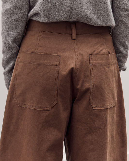 Cotton Barrel-Leg Pants, Brown