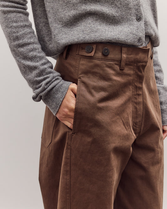 Cotton Barrel-Leg Pants, Brown
