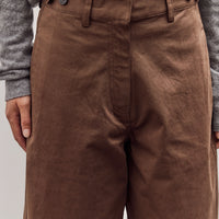 Cotton Barrel-Leg Pants, Brown
