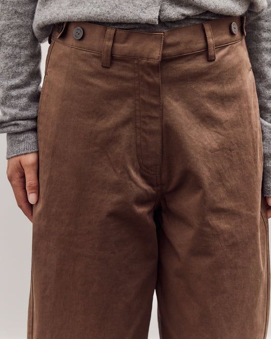 Cotton Barrel-Leg Pants, Brown