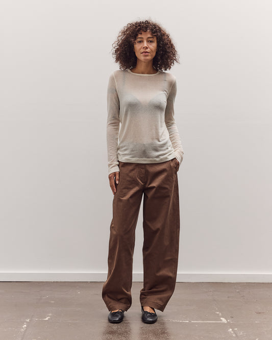 Wool Tencel Crew Neck Top, Ivory