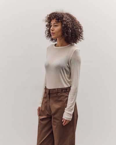 Wool Tencel Crew Neck Top, Ivory
