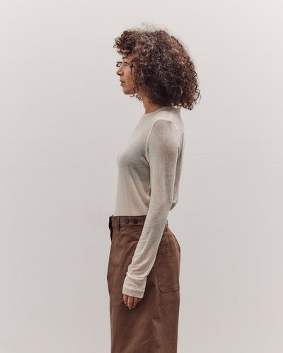 Wool Tencel Crew Neck Top, Ivory