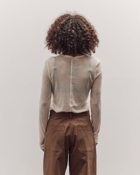 Wool Tencel Crew Neck Top, Ivory