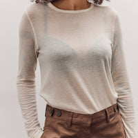 Wool Tencel Crew Neck Top, Ivory