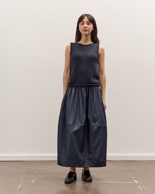 Mijeong Park Denim Balloon Midi Skirt, Navy