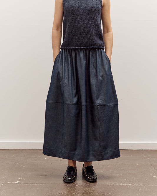 Mijeong Park Denim Balloon Midi Skirt, Navy