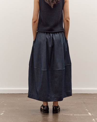 Mijeong Park Denim Balloon Midi Skirt, Navy