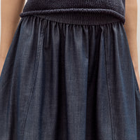 Mijeong Park Denim Balloon Midi Skirt, Navy